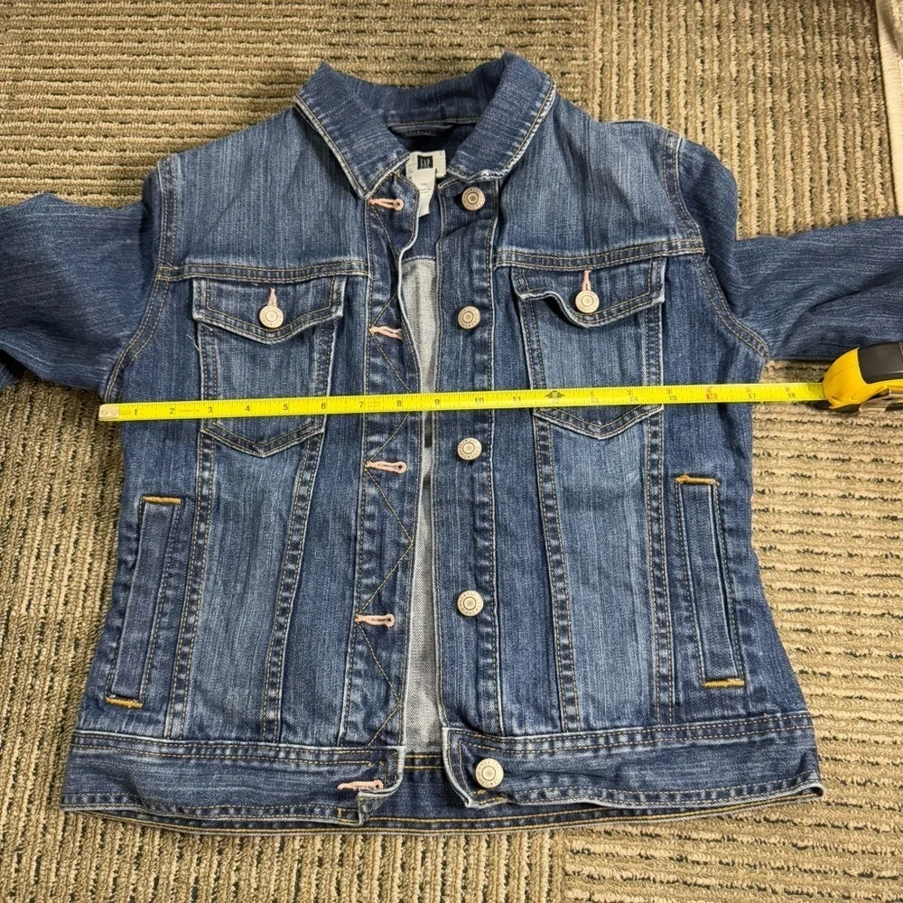 Gap Kids Jean Jacket Dark Wash Silver Buttons